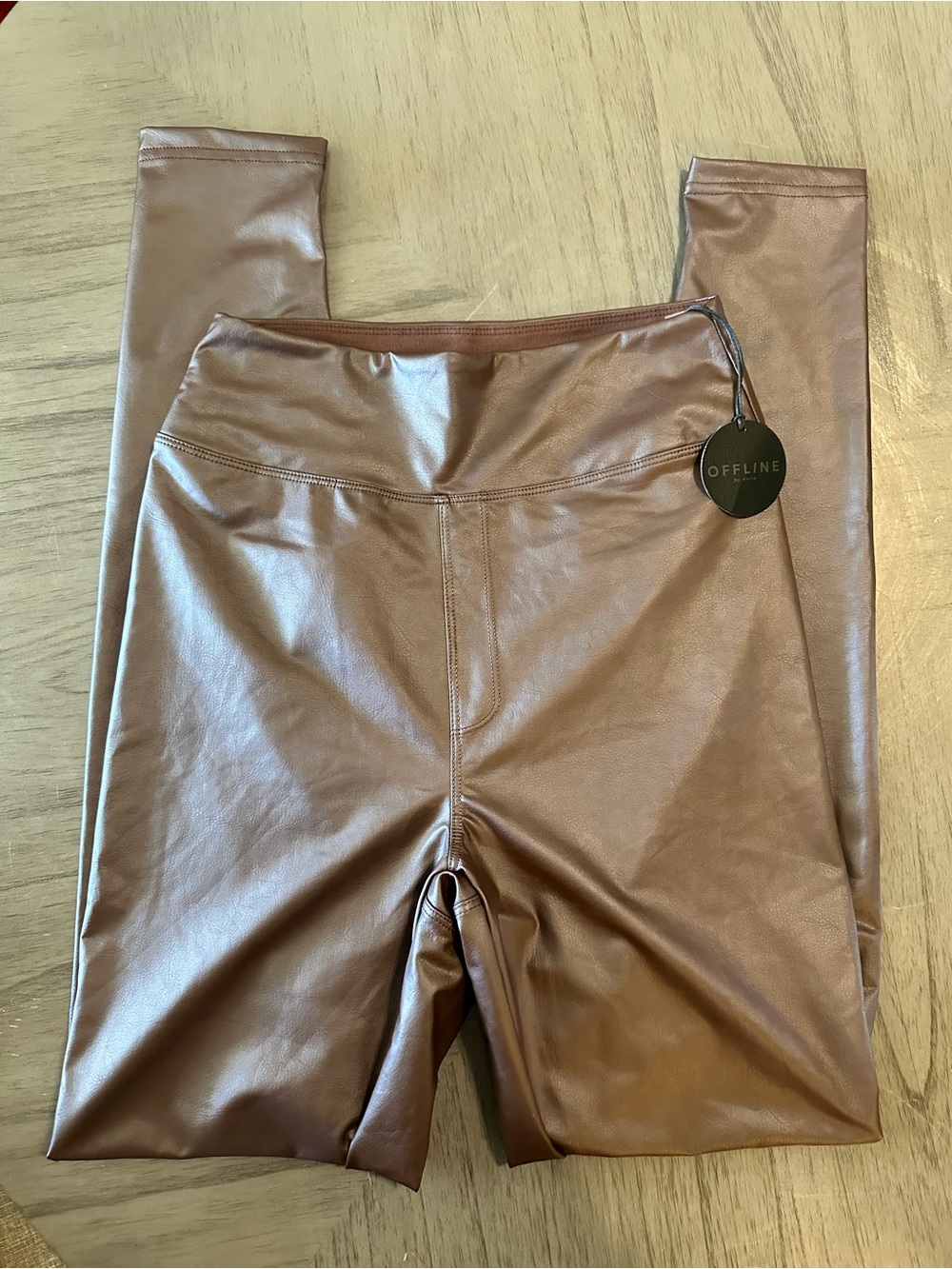 Offline Faux Leather Leggings in Brown